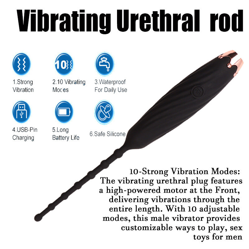 7.87'' Vibrating Urethral Sound With Four Smooth Beads - image 5