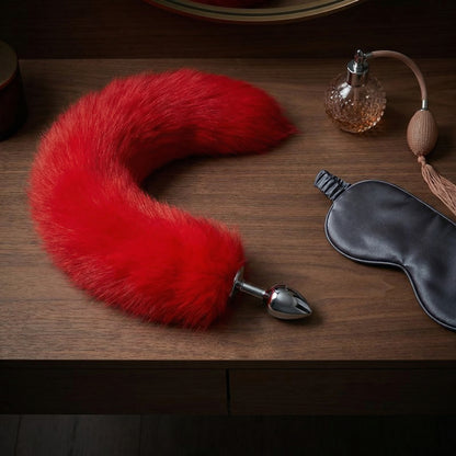 Red Fox Tail Butt Plug • 18.1 Inch Tail - image 2