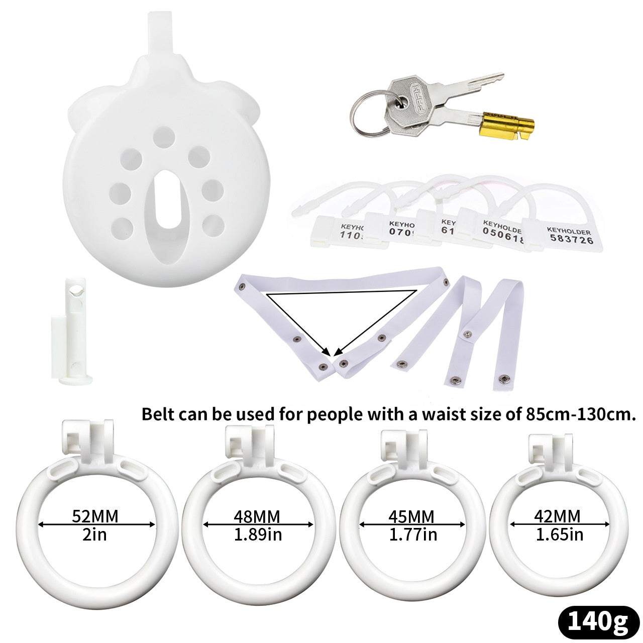 Breathable Chastity Cage - B - White With Belt - image 7