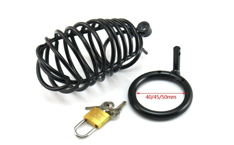 Black Stainless Steel Chastity Cage - image 2