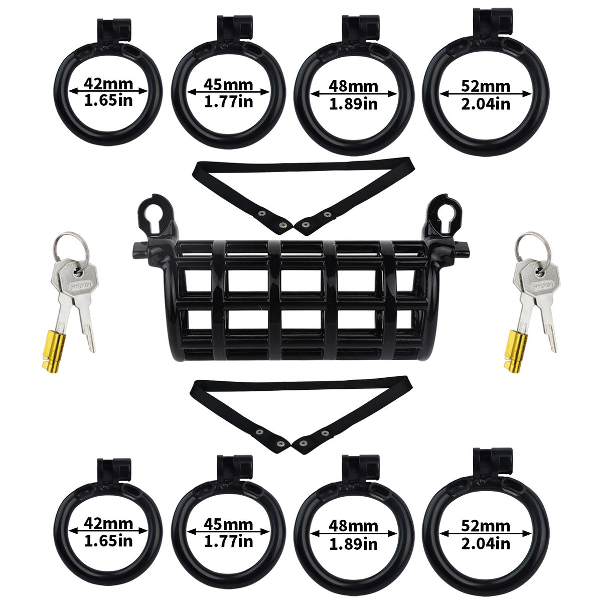Dual Channel Chastity Cage - Black With Belt - image 11