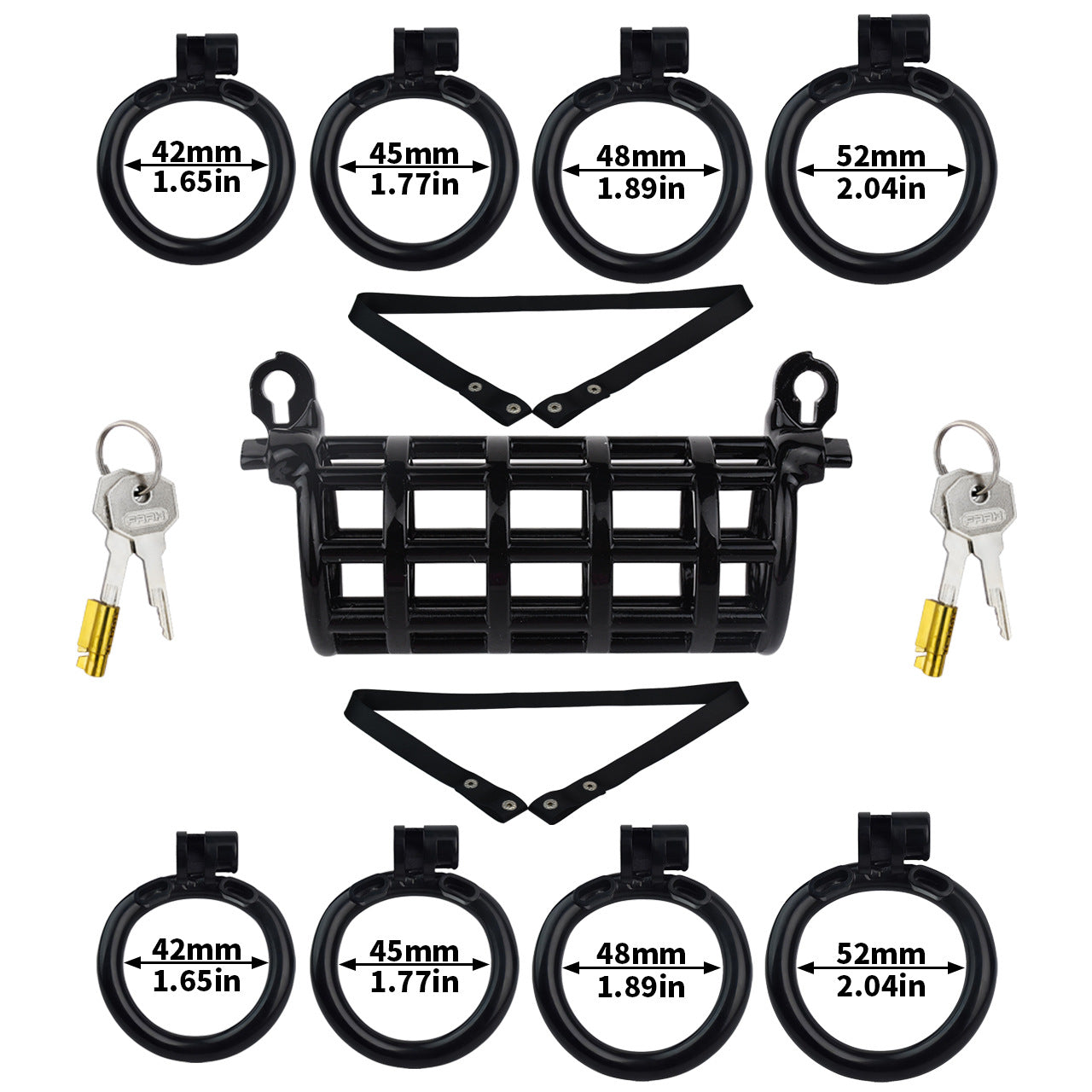 Dual Channel Chastity Cage - Black With Belt - image 11