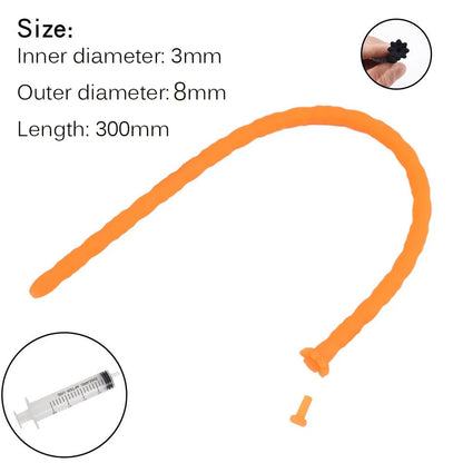  Silicone Hollow Urethra Sound To Stimulate The Plunger Masturbation - Orange-8mm-syringe - image 16