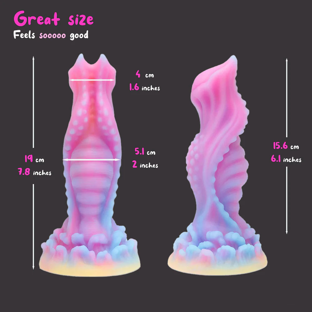 7.8'' Fantasy Dragon Dildo With Multi-texture Design & Glow-in-the-dark Effect - Multicolor - image 2