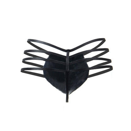 PU Leather Men's Underwear Lingerie Thong with Front Zipper - image 5