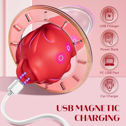 2 In 1 Rose Sucking Toy Clits Vibrators 10 Licking Suction Modes Clitoral Stimulation - image 5