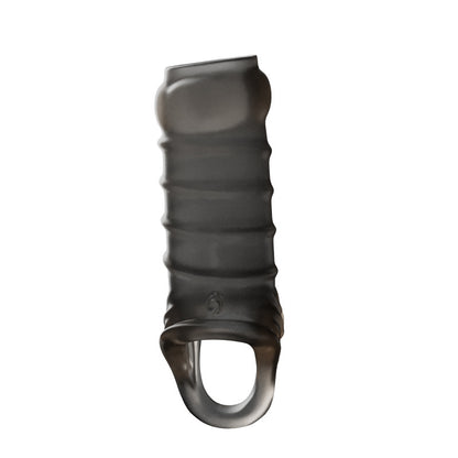 Reusable Silicone Penis Sleeve Glans Penis Enlarger Extender - Spiral - Black - image 1