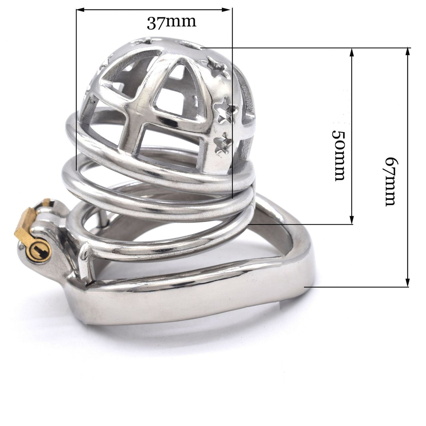 Metal Chastity Cage with Stars - image 4