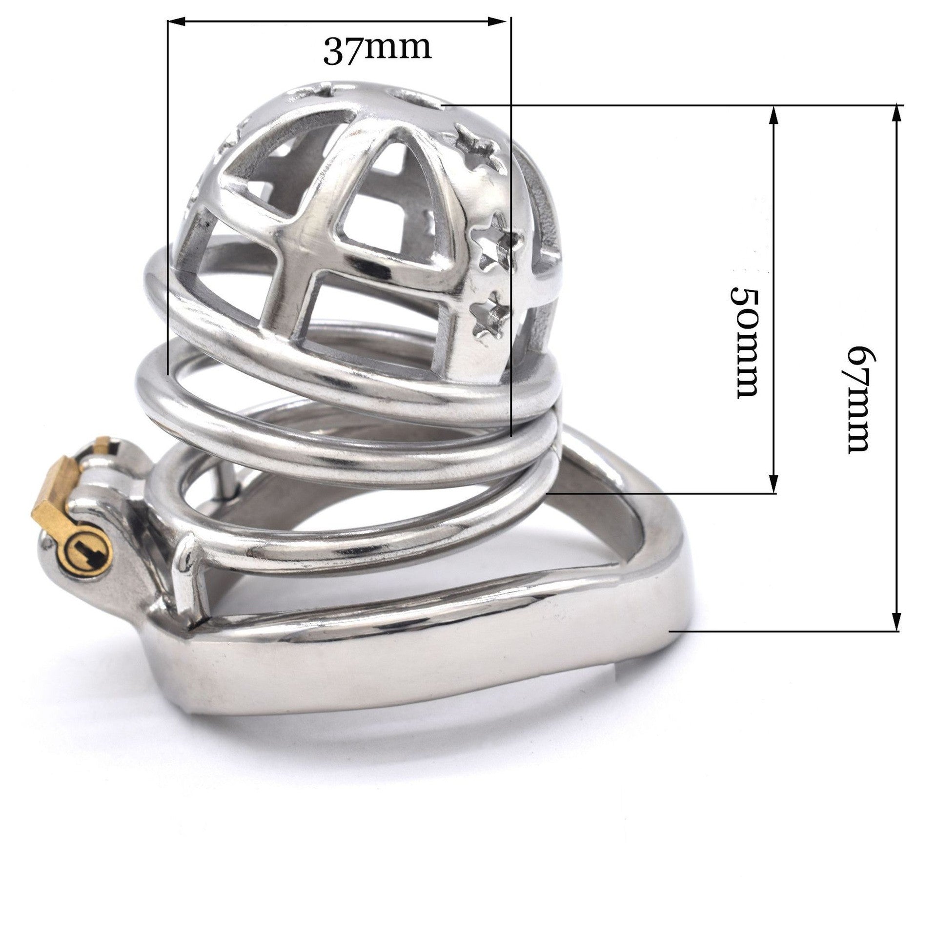 Metal Chastity Cage with Stars - image 4