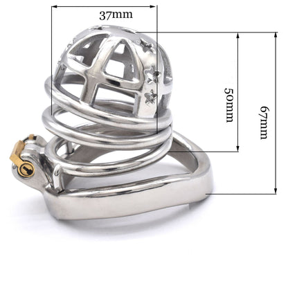 Metal Chastity Cage with Stars - image 4