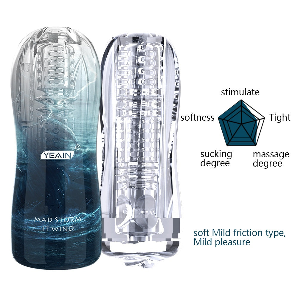 Male Masturbator Cup Soft Silicone Massager for Men Toys-Blue With Vibrations - B - image 9