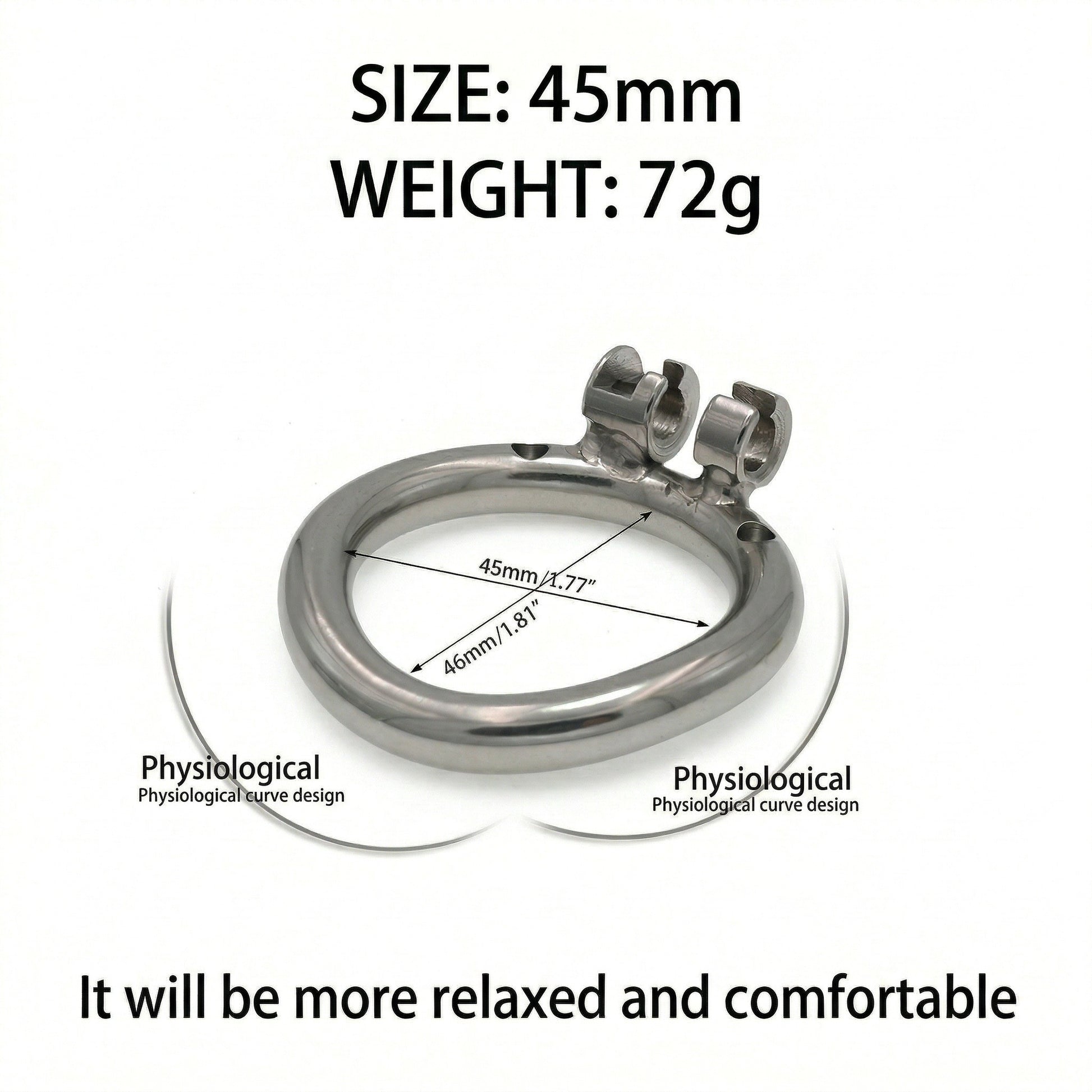 Stainless Steel Male Chastity Cage with Secure Lock - 45mm - image 4