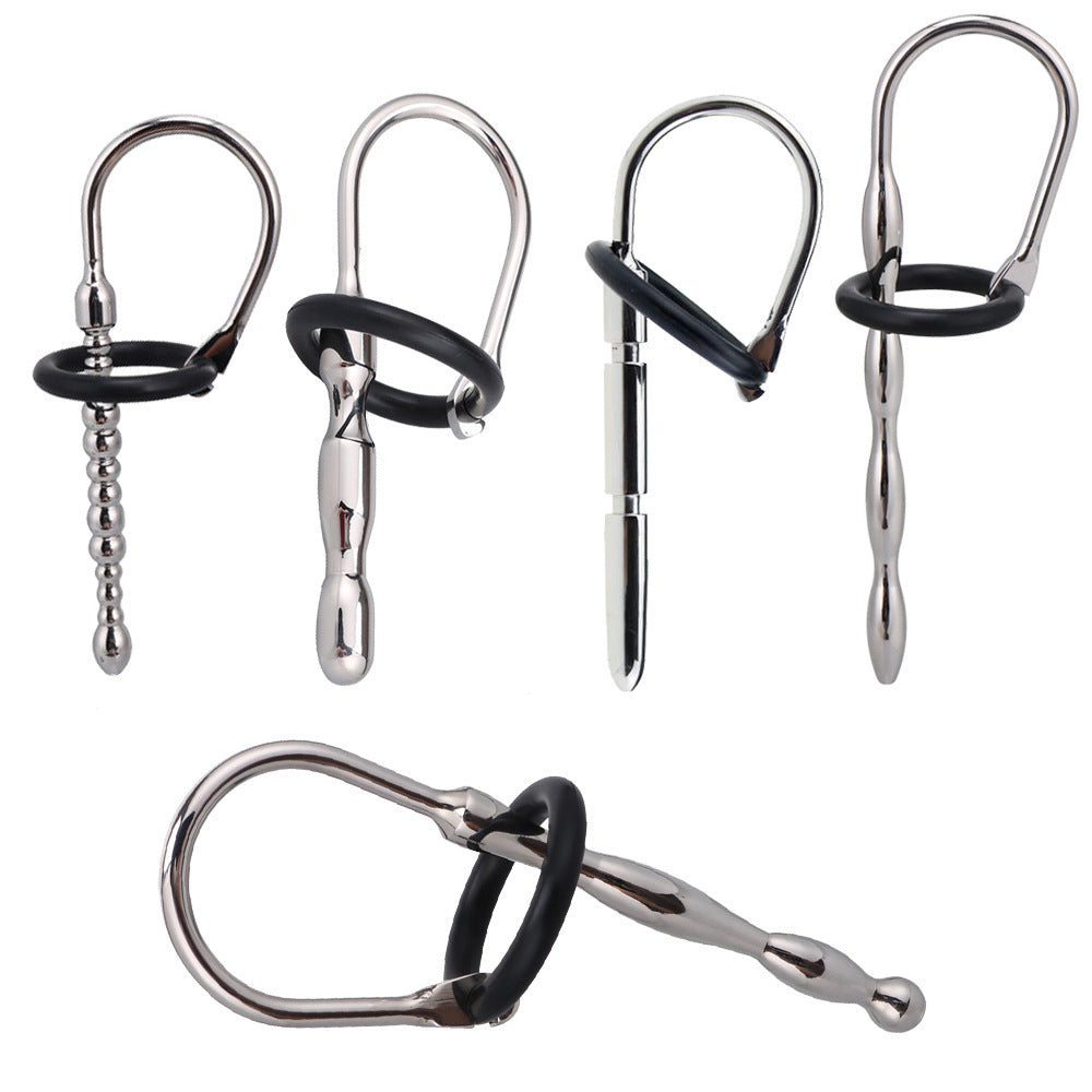 7 Styles Stainless Steel Urethral Sounding with Silicone Cock Ring - image 0