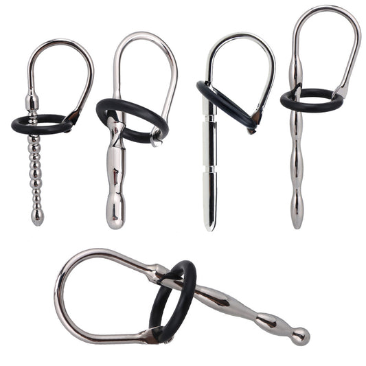 7 Styles Stainless Steel Urethral Sounding with Silicone Cock Ring - image 0