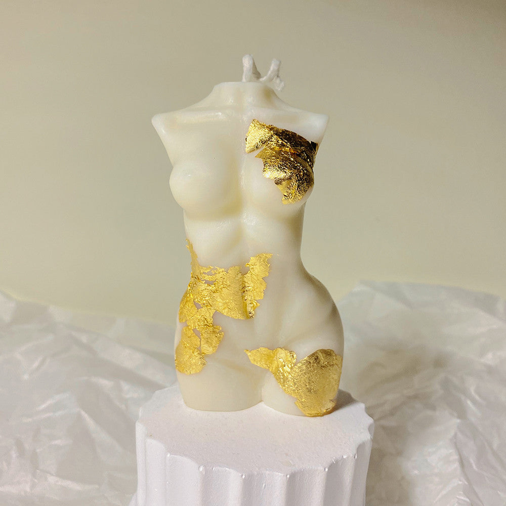 Gold Embellished Man & Woman Candles - A - image 1