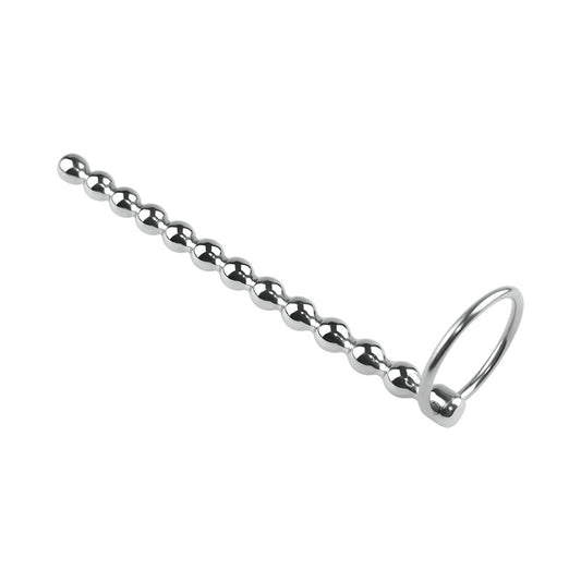 5.9''  Stainless Steel Beaded Urethral Plug With Dual Ring - image 0