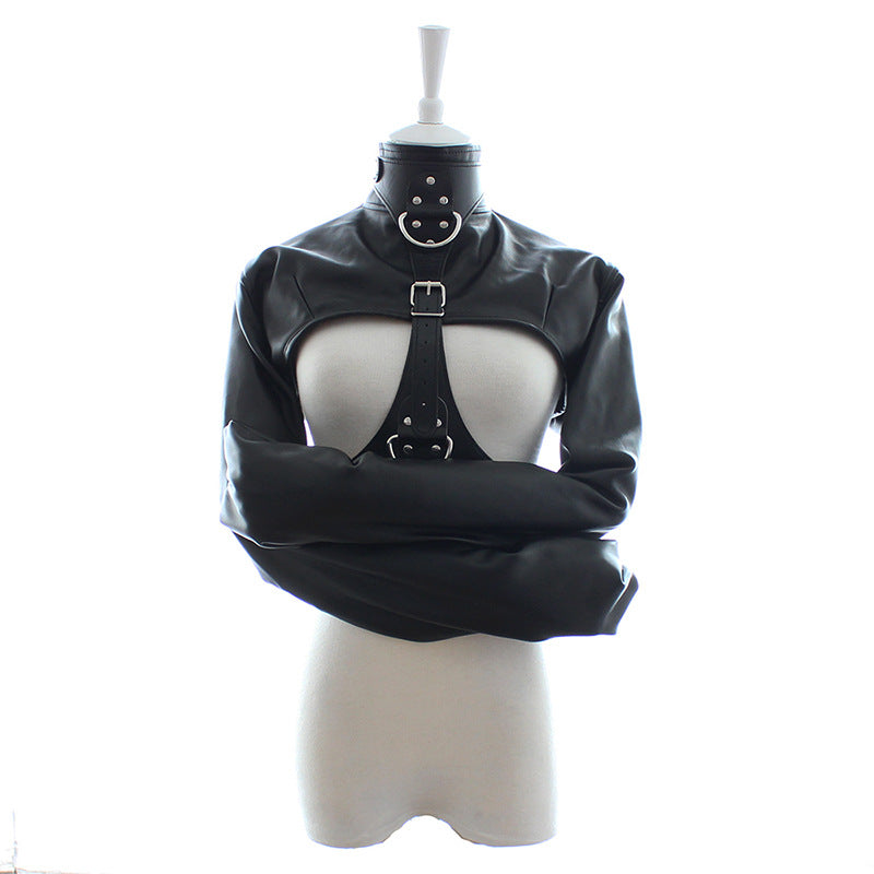 PU Leather Straitjacket Restraint Bondage Fetish Harness - Black - image 4
