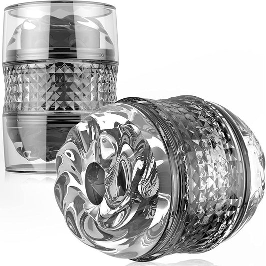 Crystal Spiral Male Stroker – Dual Stimulation - Clear - image 0