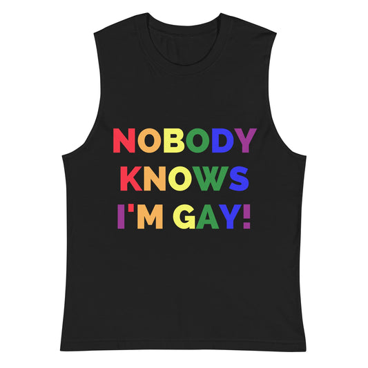 Nobody Knows I'm Gay! Sleeveless Vest - Black - 2XL - image 2