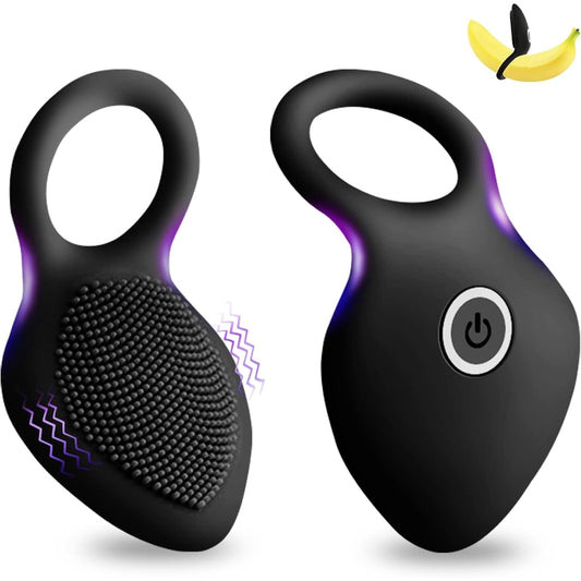 10-Speed Vibrating Cock Ring - Rechargeable Stretchy Silicone Ring for Couples - Black - image 0