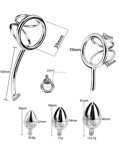 Penis Ring + Butt Plugs Set - A - 39mm Ring + 3 Butt Plugs - image 5
