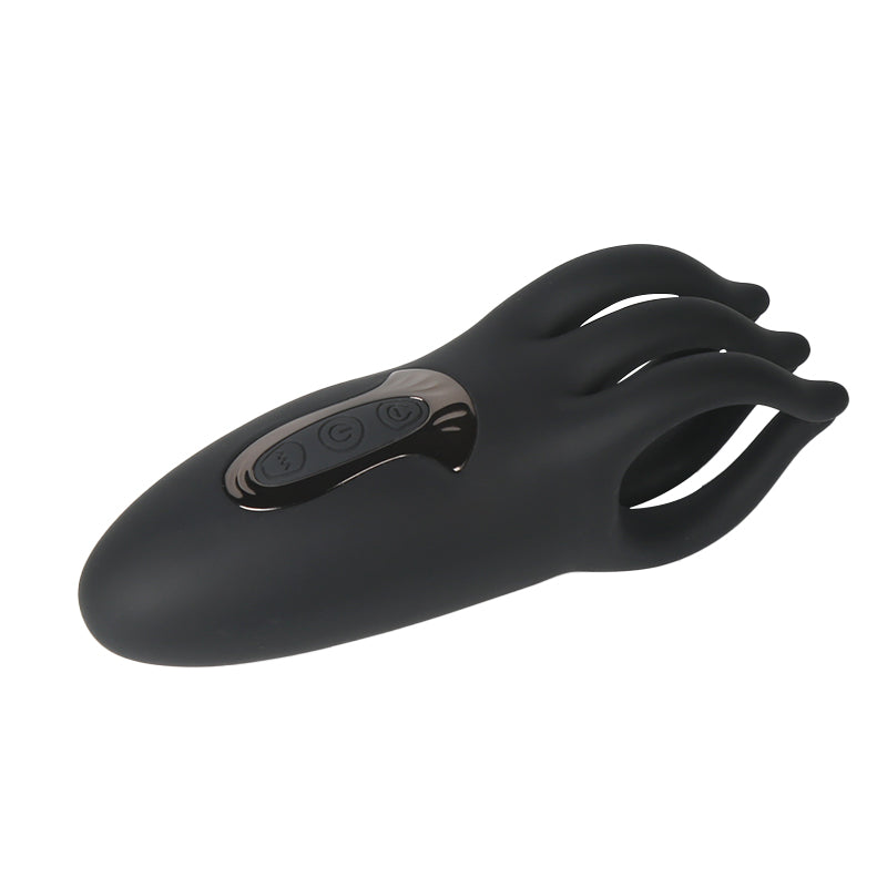 6-Finger Glans Massager with 10 Vibration Modes - Black - image 0