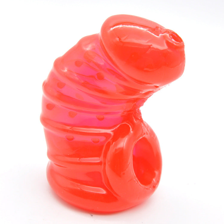 Beaded Silicone Sleeve Male Chastity Device - Red - image 1