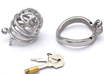 Metal Chastity Cage with Stars - image 1
