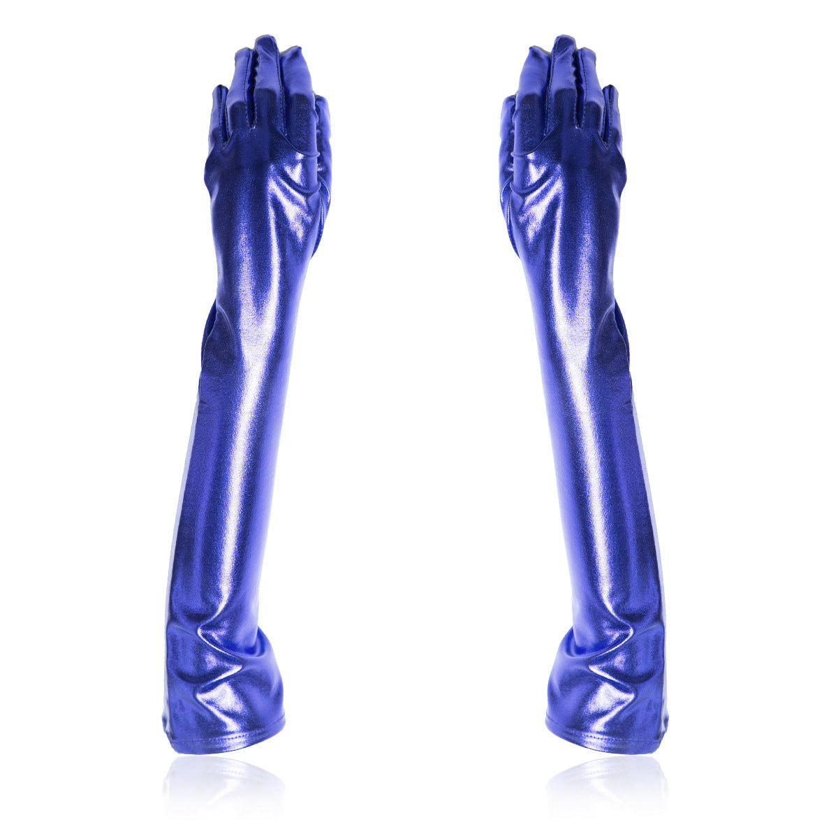 Patent Leather Coated Gloves SM Costume - Blue - image 1