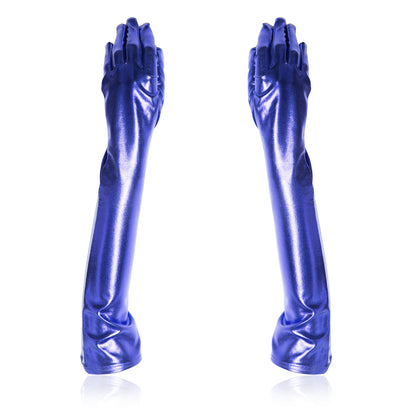Patent Leather Coated Gloves SM Costume - Blue - image 1