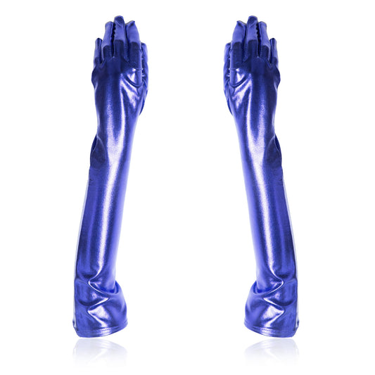 Patent Leather Coated Gloves SM Costume - Blue - image 1