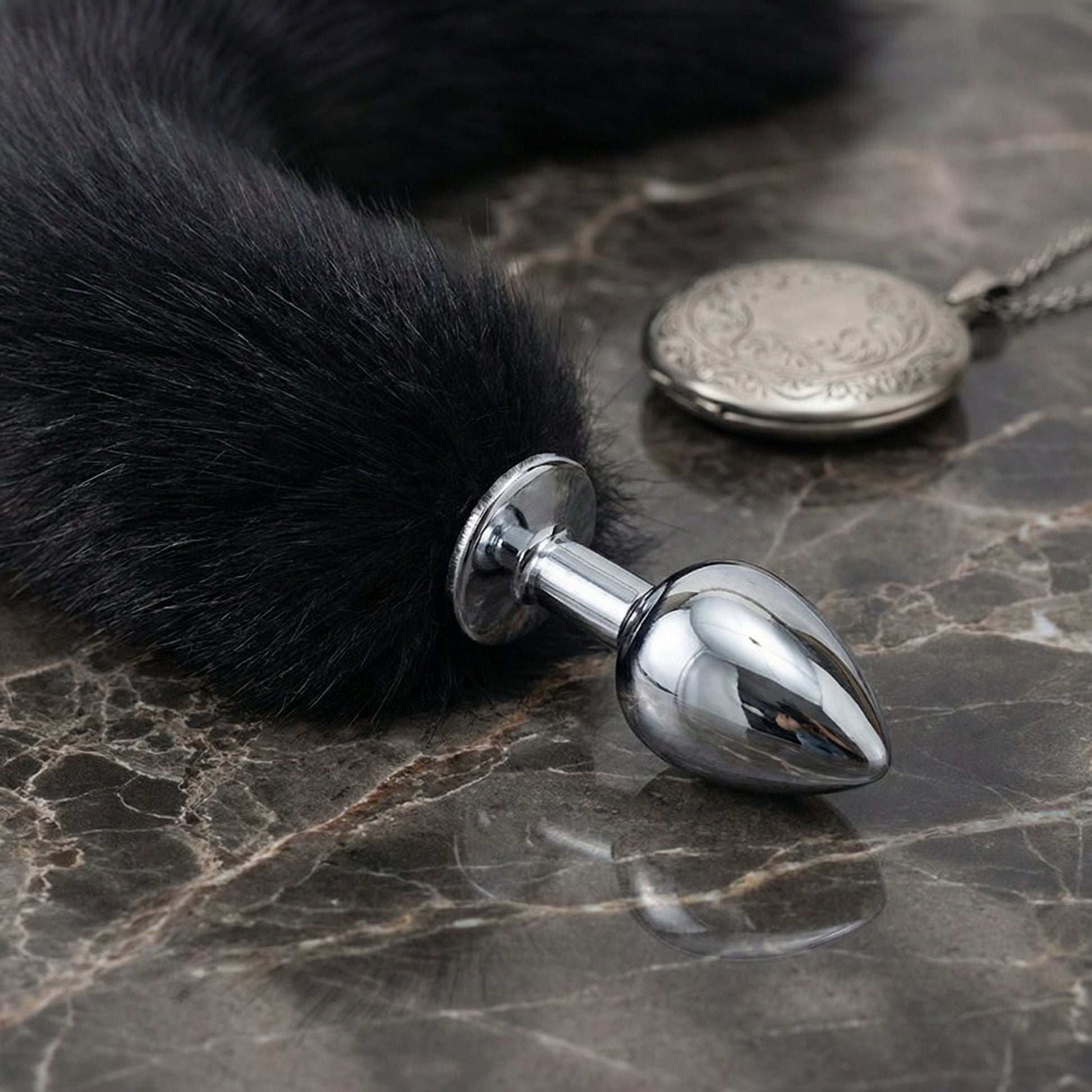 Black Fox Tail Butt Plug • 18.1 Inch Tail - image 8