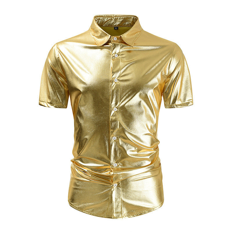Men's Metallic Shiny Night Club Party - Golden - XXL - image 4