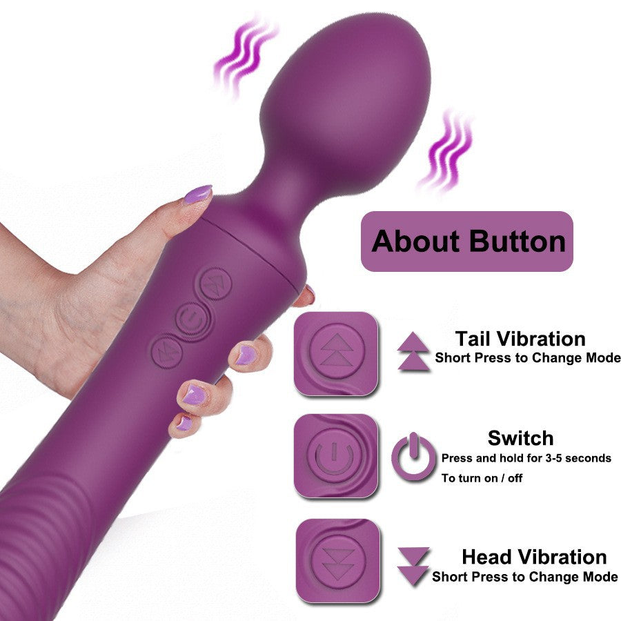 Dual Vibrator Powerful Magic Wand Clitoris Vagina Massager Anal Plug - image 3