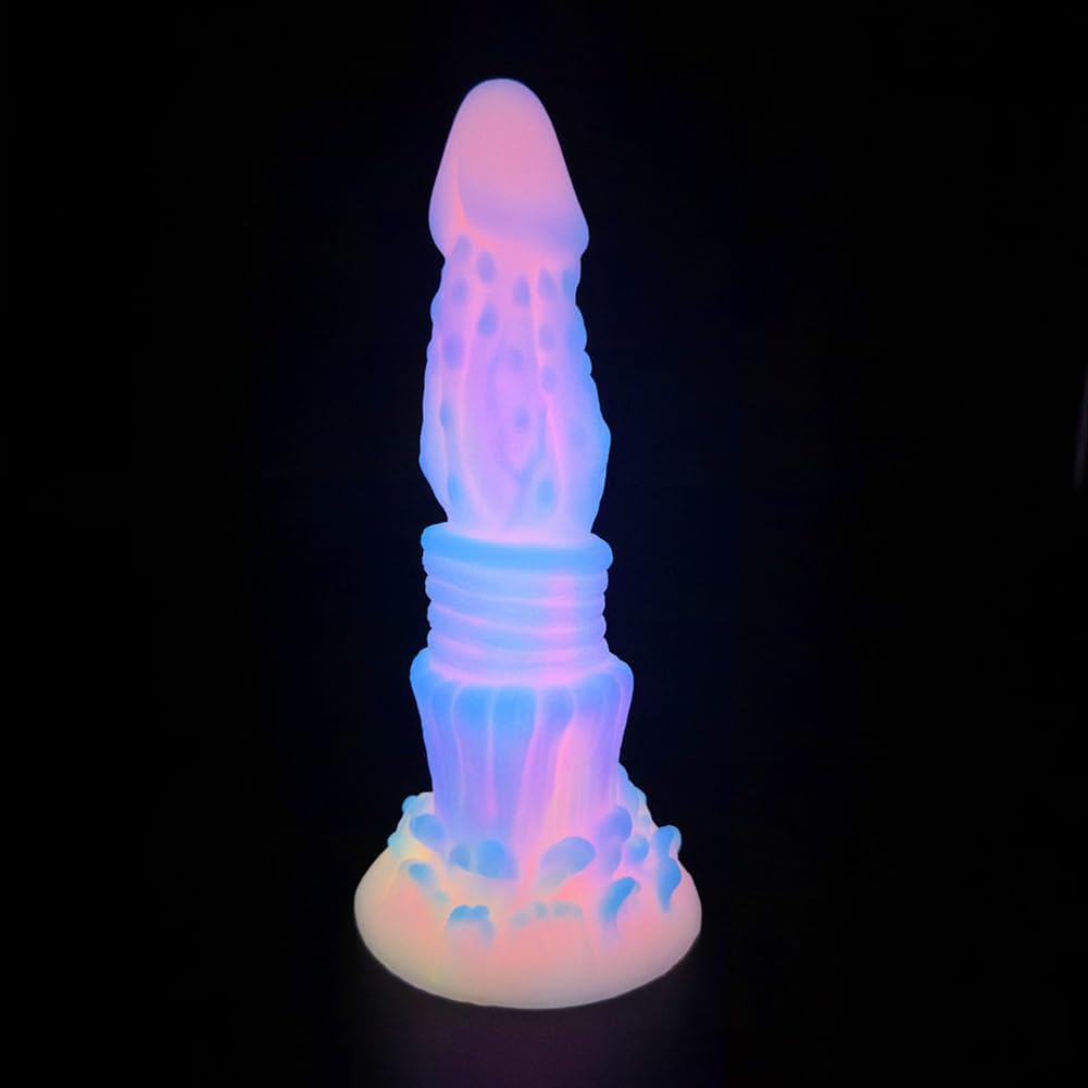 8.46'' Thrusting Dildo with Multi-Texture Design & Glow-in-the-Dark Effect - image 0