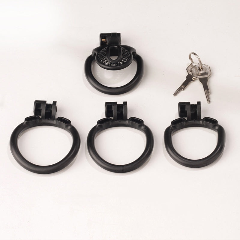 Innie/Micro/Stub Chastity Cage for Sissy Play with 3 Size Rings - B - Black - Micro - image 17