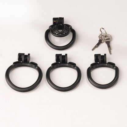 Innie/Micro/Stub Chastity Cage for Sissy Play with 3 Size Rings - B - Black - Micro - image 17