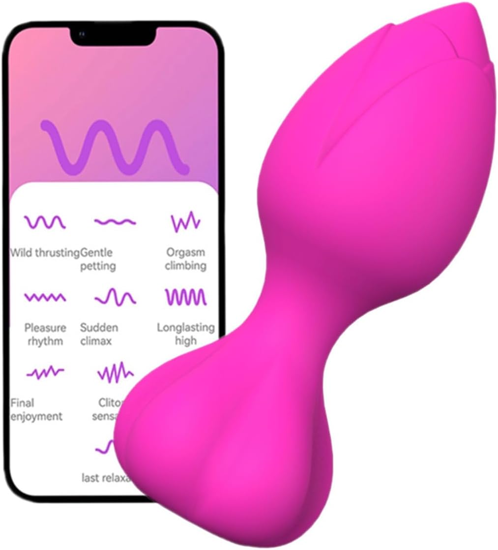 Rose Silicone Butt Plug Vibrator - Rose Red - APP Control - image 2