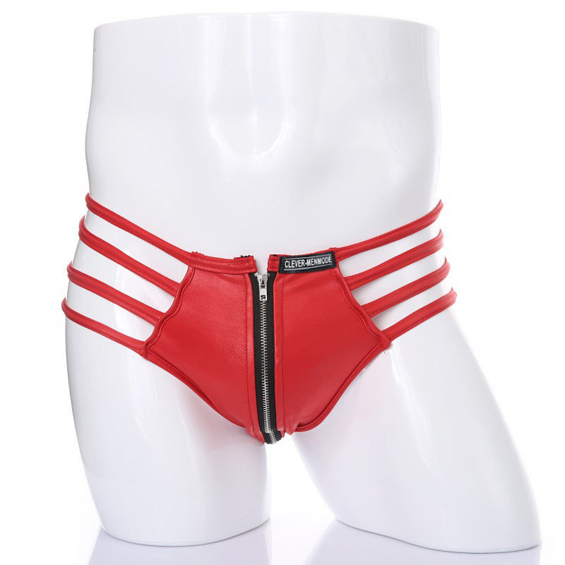 Sexy Men's Underwear Lingerie Thong with Front Zipper - Red - One size fits all - image 8