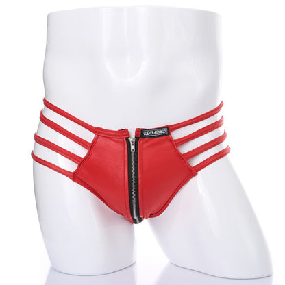 Sexy Men's Underwear Lingerie Thong with Front Zipper - Red - One size fits all - image 8