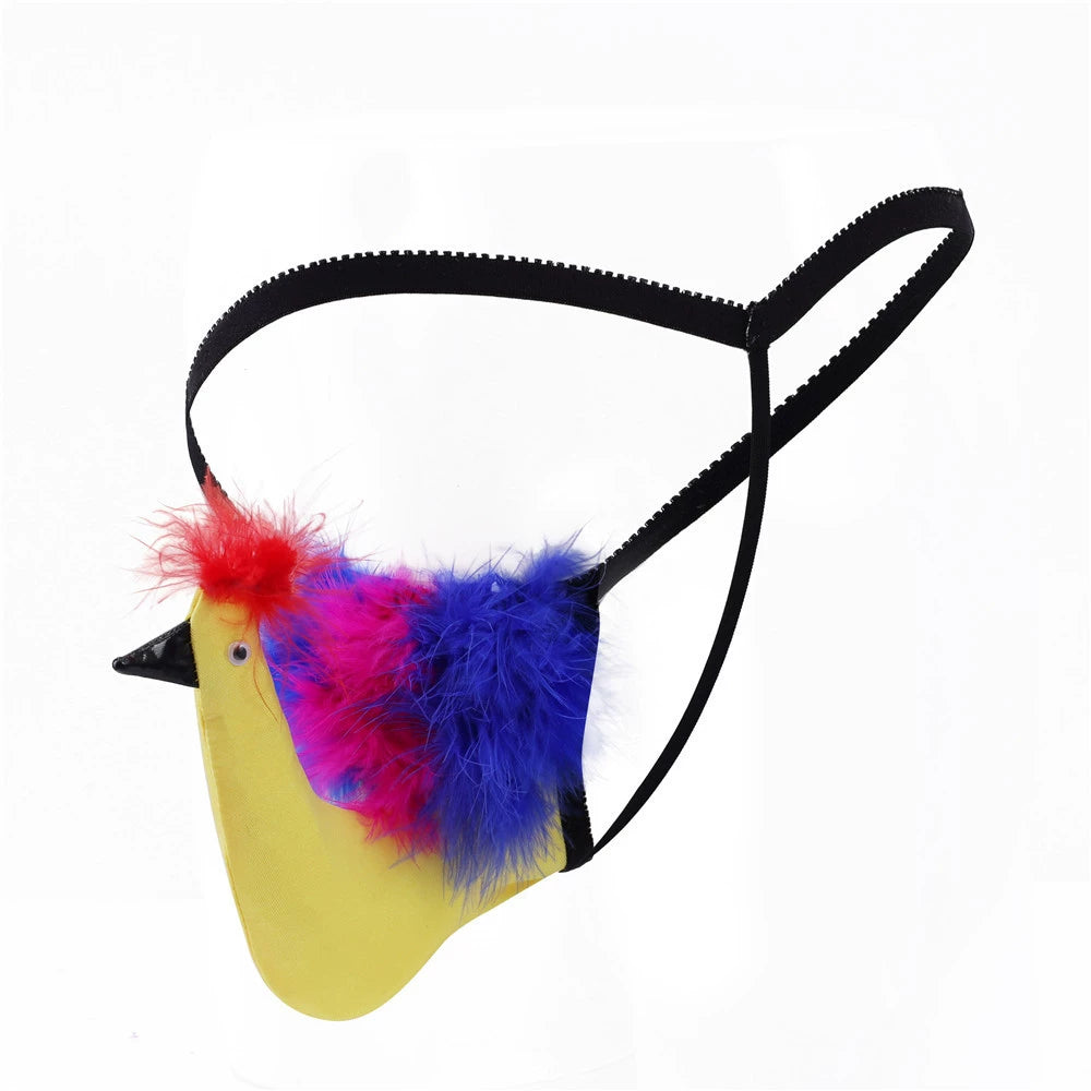 Men's Funny Big Bird Penis Pouch Thong - Yellow - image 10