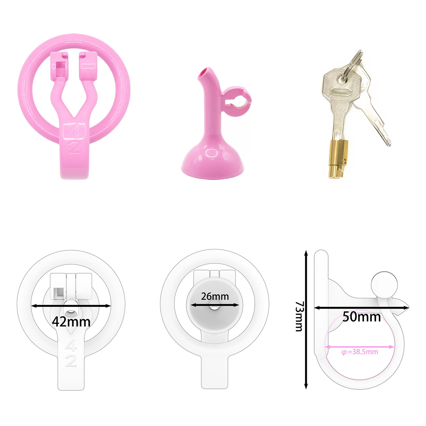 3D Printed Inverted Chastity Cage - Pink - 42mm - image 8