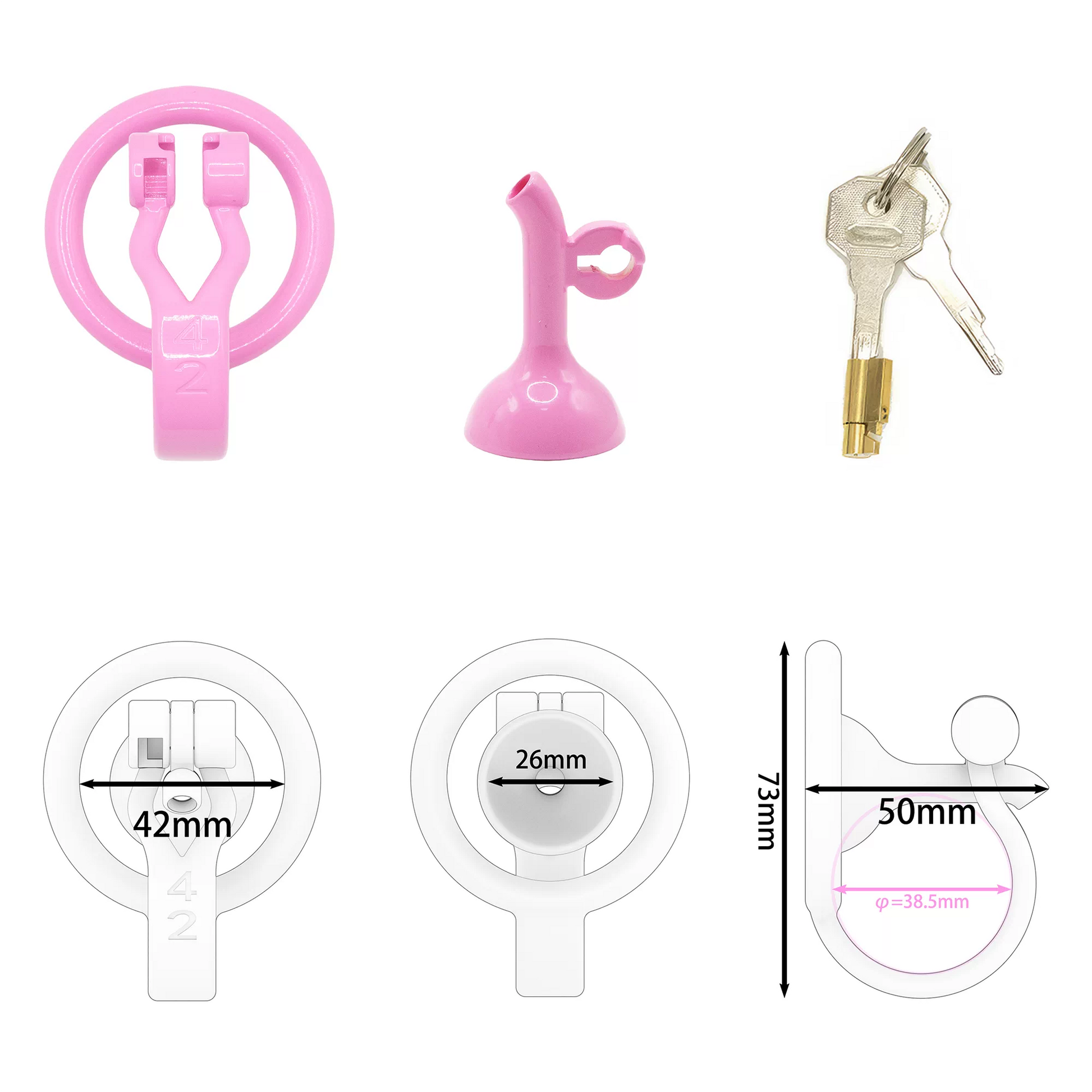 3D Printed Inverted Chastity Cage - Pink - 42mm - image 8