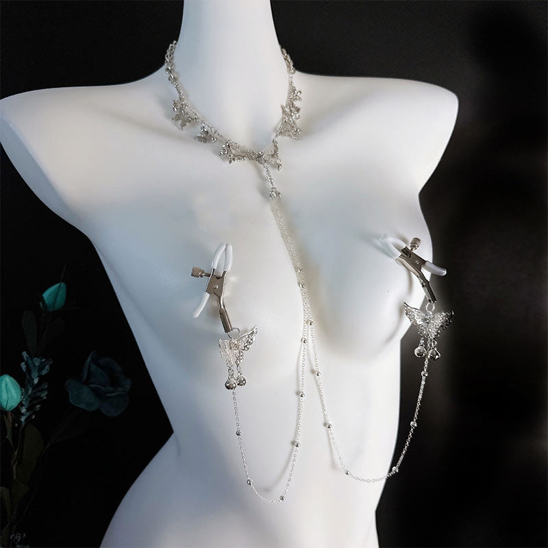 Whispering Butterfly Chime & Pearl Nipple Clamp Set - B - image 1