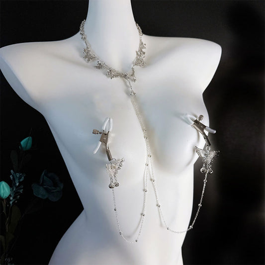 Whispering Butterfly Chime & Pearl Nipple Clamp Set - B - image 1
