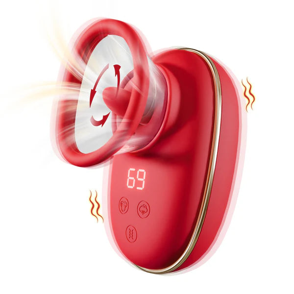 Clitoral Suction Vibrator with Licking Mode - Red - image 5