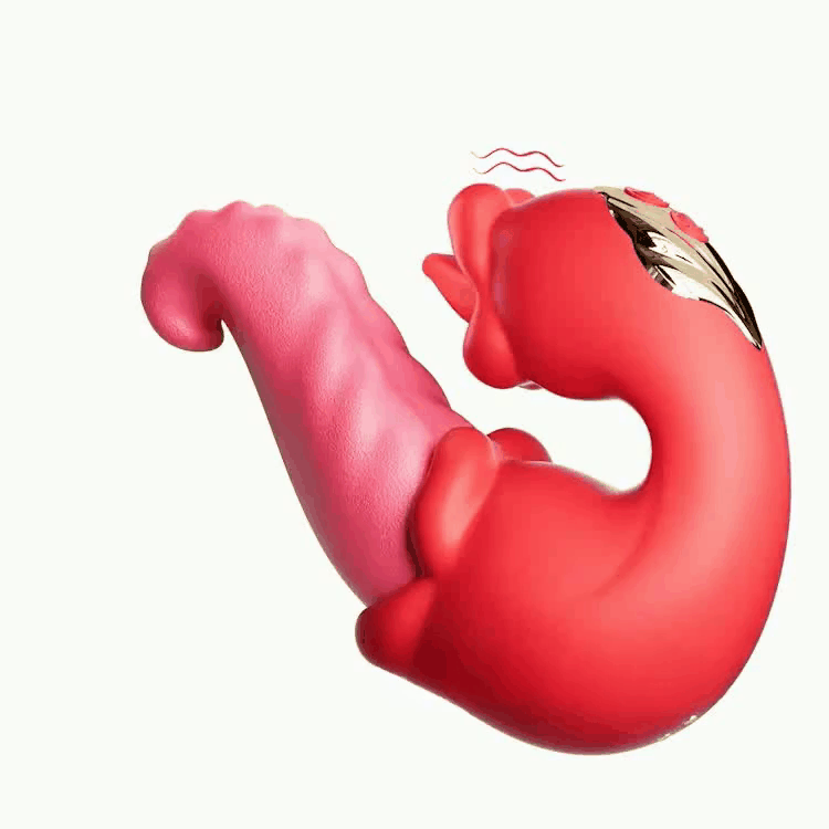 Rose Tongue Clit Licking Dual Vibrator Dildo - image 0