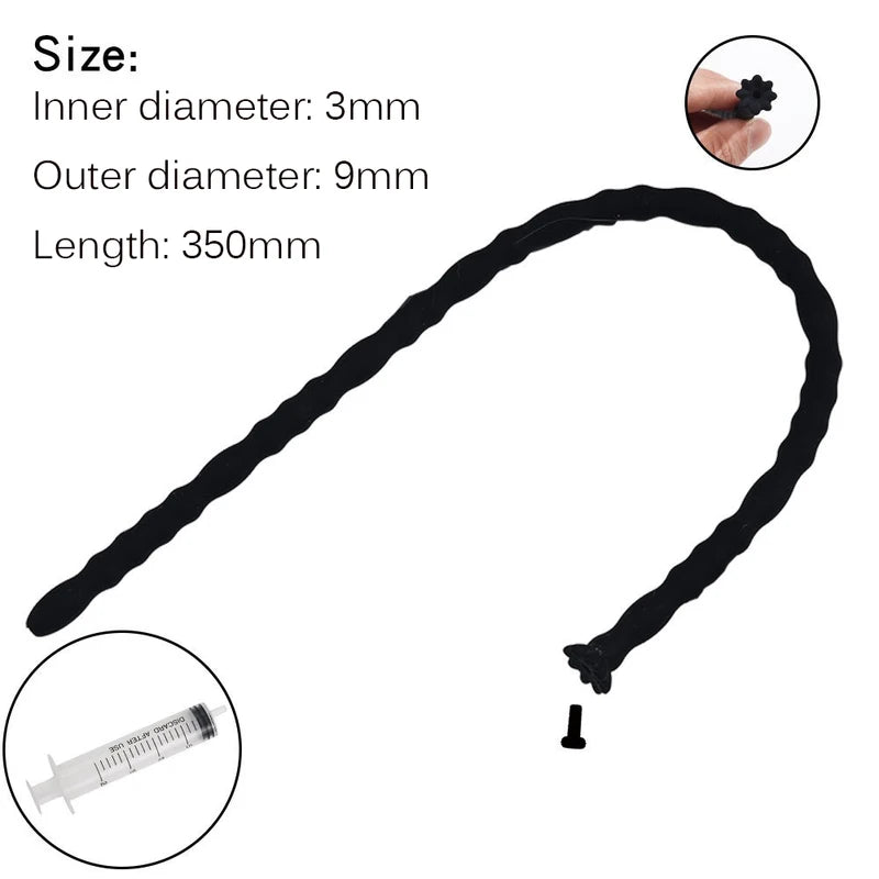  Silicone Hollow Urethra Sound To Stimulate The Plunger Masturbation - Black-9mm-syringe - image 11