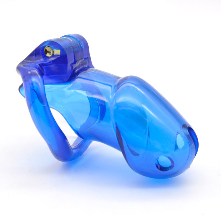 Sissy Bitch High Security Keyed Tumbler Locking Male Chastity With 4 Base Cock Ring Sizes - Blue - image 1