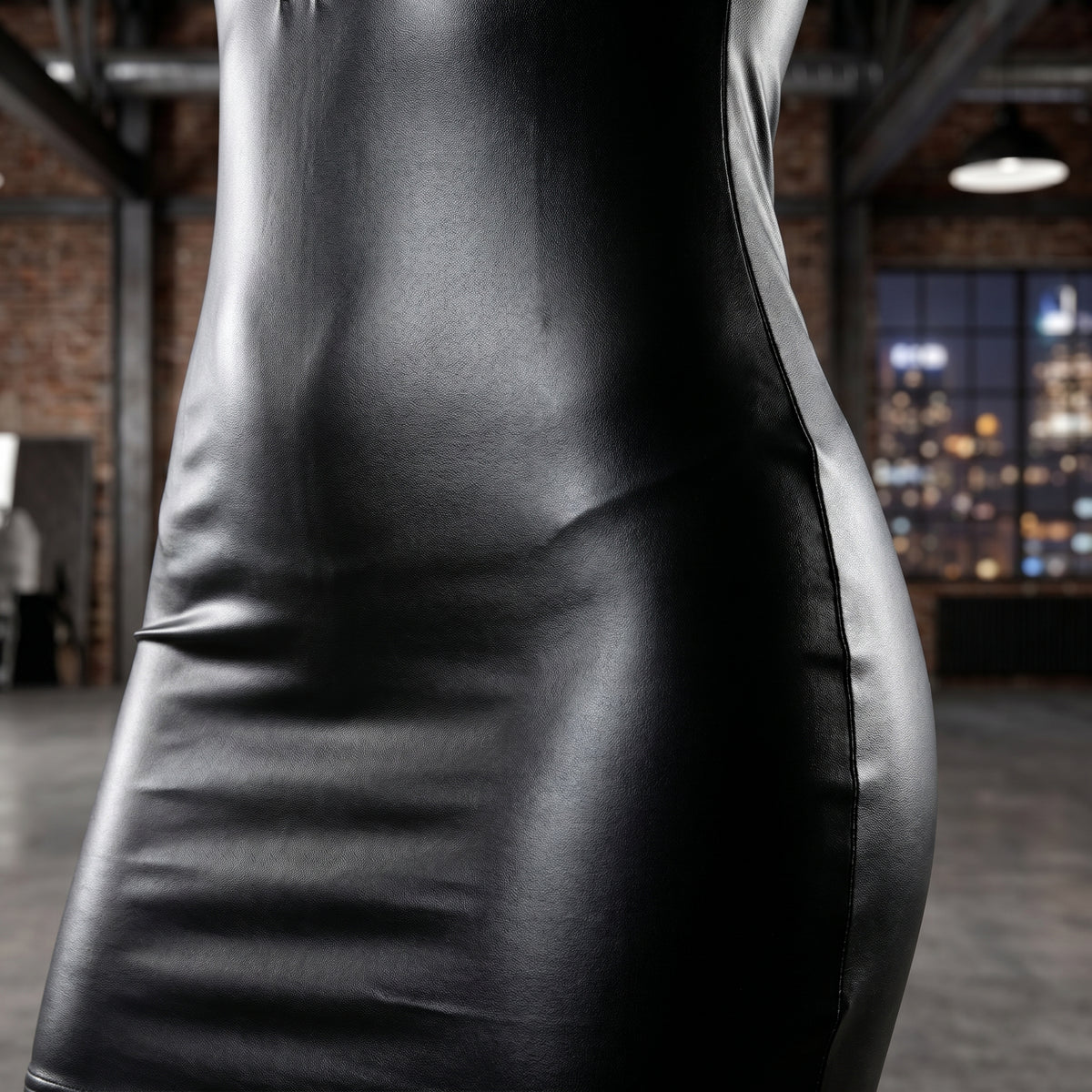 Black Matte Leather Mini Dress - image 14